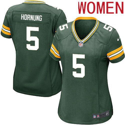 Women Green Bay Packers #5 Paul Hornung Green Nike Game NFL Jersey->women nfl jersey->Women Jersey